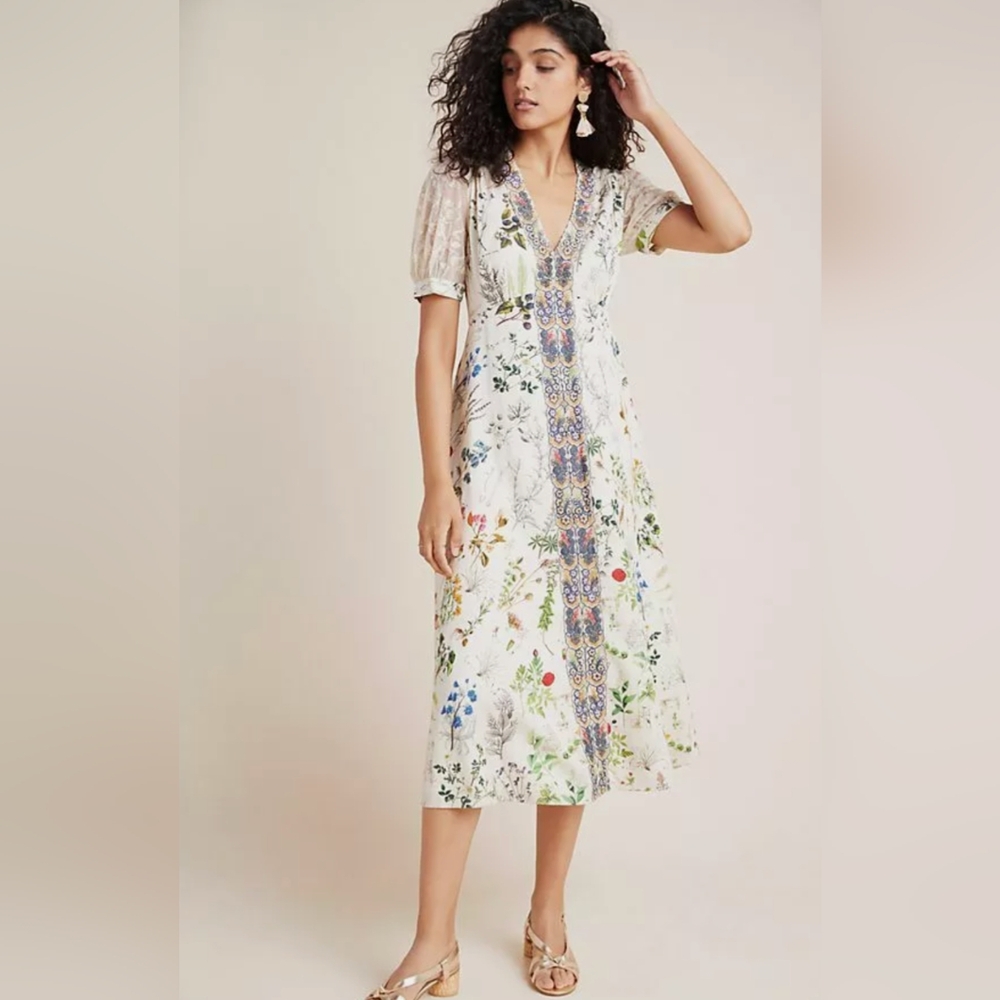 Anthropologie floral midi dress